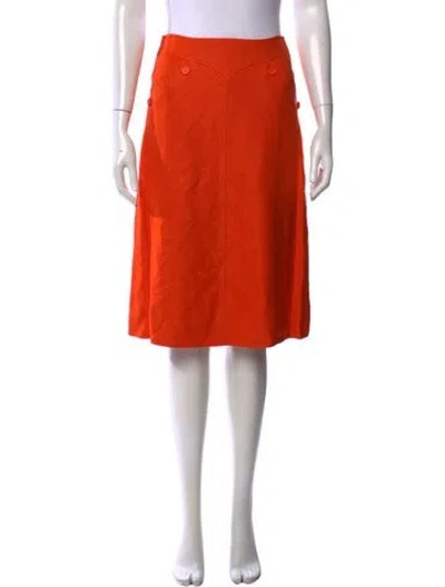 Pre-owned Courrèges Pleated Accents Midi Length Skirt In Red