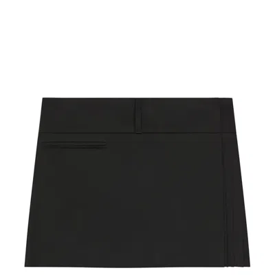 Courrèges Pleats Belted Polycotton Mini Skirt In Black