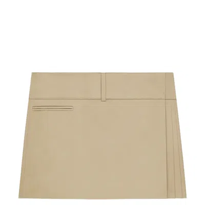 Courrèges Pleats Belted Polycotton Mini Skirt In Neutral