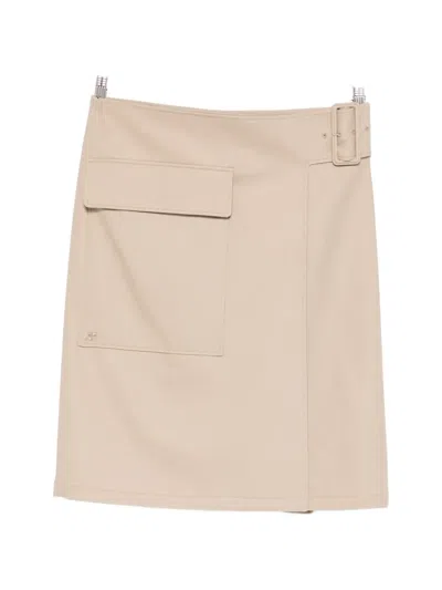 Courrèges Pocket Belted Midi Skirt In Neutral