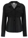 Courrèges Double Pocket Collared Shirt With Cuffed Sleeves In Black