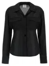 Courrèges Double Pocket Collared Shirt With Cuffed Sleeves In Black