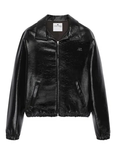 Courrèges Pockets Zip-up Jacket In Black