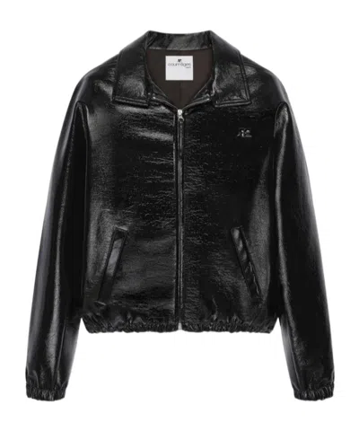 Courrèges Pockets Zip-up Jacket In Black