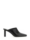 Courrèges Pointed Toe Mules In Smooth Leather In Black