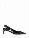 Courrèges Kitten Heel Shoes With Pointed Toe And Front Patch Pocket In Black