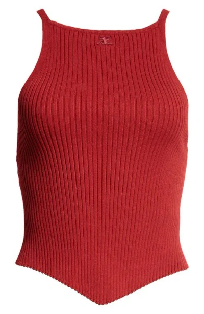 Courrèges Pointy Hem Rib Tank In Grenat