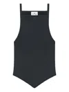 Courrèges Pointy-hem Ribbed Tank Top In Black