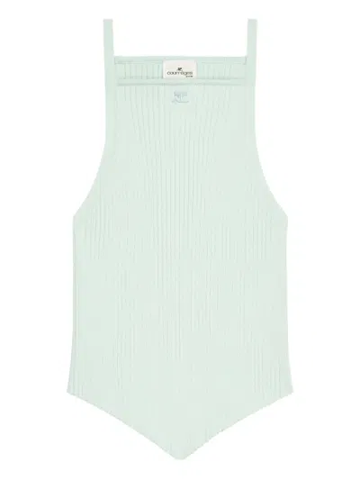 Courrèges Pointy-hem Ribbed Tank Top In Brown