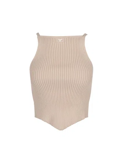 Courrèges Knit Top In Beige