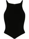 Courrèges Signature Rib Knit Viscose Top In Black  