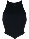 Courrèges Courreges Neckline Rib Knit Tank Top Black In Blue