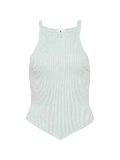 Courrèges Signature Pointy Rib Knit Top In Blue