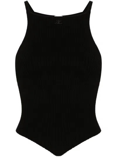 COURRÈGES POINTY RIBBED KNIT TANK TOP