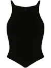 Courrèges Signature Rib Knit Viscose Top In Black