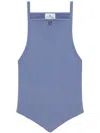 Courrèges Pointy Ribbed-knit Tank Top In Blue