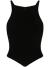 Courrèges Signature Rib Knit Viscose Top In Black