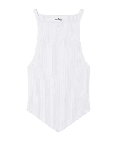 Courrèges Pointy Ribbed Tank Top In White