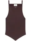 Courrèges Sleeveless Ribbed Knit Square Neck Top In Brown