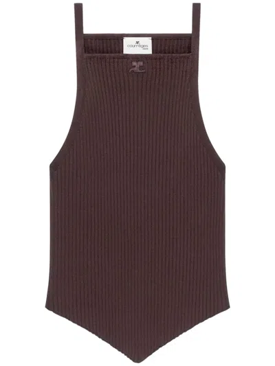 COURRÈGES POINTY RIB-KNIT TANK TOP