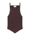 Courrèges Sleeveless Ribbed Knit Square Neck Top In Brown