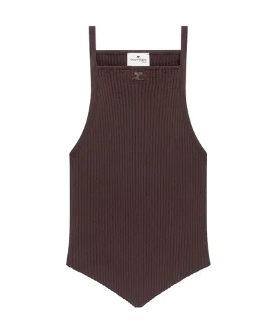 COURRÈGES COURRÈGES RIB-KNIT POINTY TANK TOP