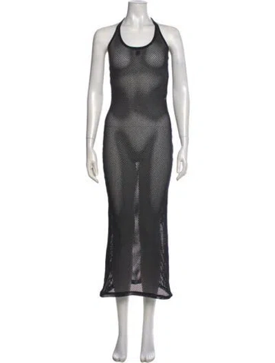 Pre-owned Courrèges Polka Dot Print Long Dress W/ Tags In Black