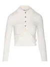 Courrèges Collared Neck Knotted Front Long Sleeves In White