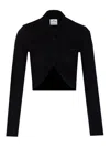 Courrèges Twist Light Wool Cropped Polo In Black