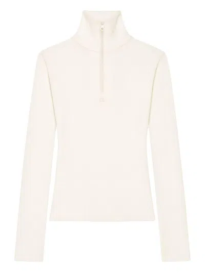 Courrèges Polo Bianca Con Chiusura A Zip Sul Collo Courreges In Neutral