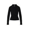 Courrèges Fitted Ribbed Long-sleeve Top With Unique Collar In Black