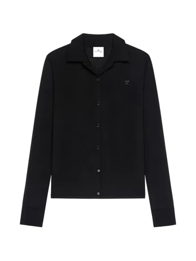 Courrèges Polo-collar Cardigan In Black
