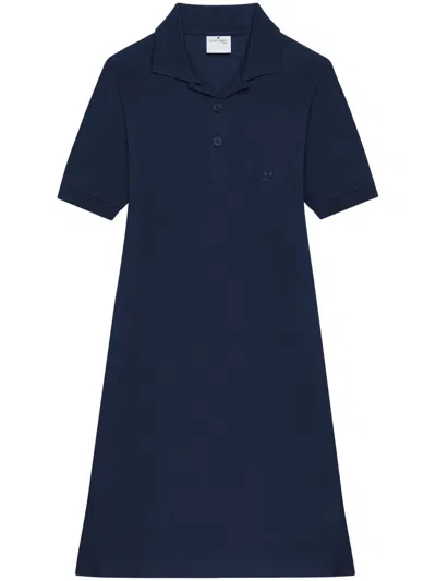 Courrèges Blue Navy Short-sleeve Mini Dress