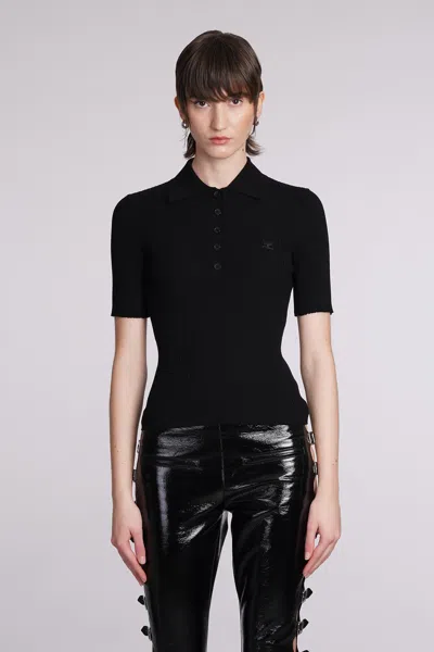 COURRÈGES POLO IN BLACK VISCOSE