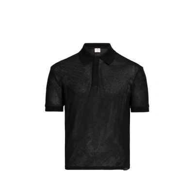 Courrèges Polo Manches Courtes En Mesh In Noir