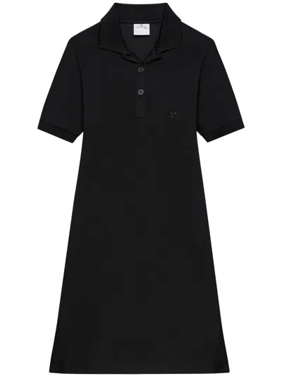 Courrèges Knee Length Dress Collar Polo In Black