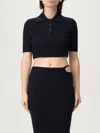 Courrèges Courreges Women Ribbed Polo Shirt In Blue