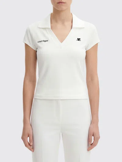 Courrèges Cropped Polo Shirt Collar Short Sleeves V Neck In Animal Print
