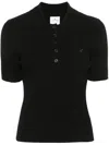 Courrèges Courreges Black Viscose Blend Polo Shirt Women In Black