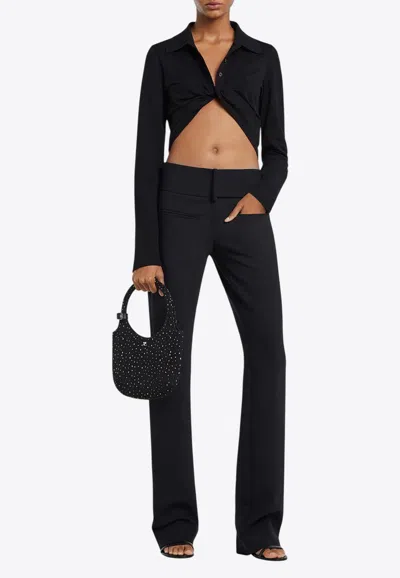 Courrèges Polo Twist Cropped Top In Black