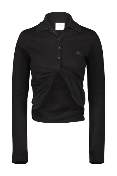 Courrèges Polo Twist Pique Crop Clothing