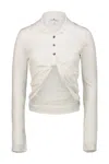 Courrèges Collared Neck Knotted Front Long Sleeves