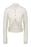 Courrèges Collared Neck Knotted Front Long Sleeves