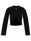 Courrèges Twist Light Wool Cropped Polo In Black