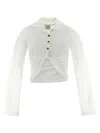 Courrèges Collared Neck Knotted Front Long Sleeves In White