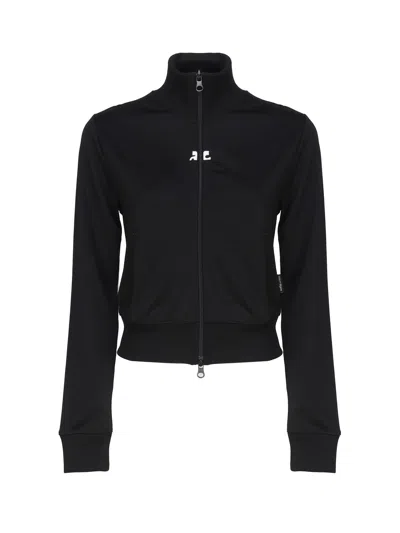 Courrèges Polyester Sweatshirt With Front Logo In Black