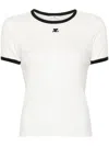Courrèges Fitted White T-shirt With Contrasting Ribbed Trim In White