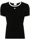 Courrèges Signature Contrast Cotton T-shirt In Black
