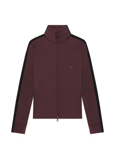 Courrèges Courreges Pre Logo-patch Side-stripe Sweatshirt In Burgundy