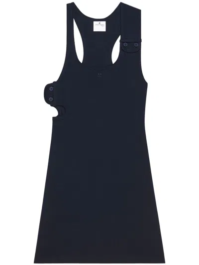 Courrèges Courreges Pre Ribbed Cotton Racerback Mini Dress In Blue